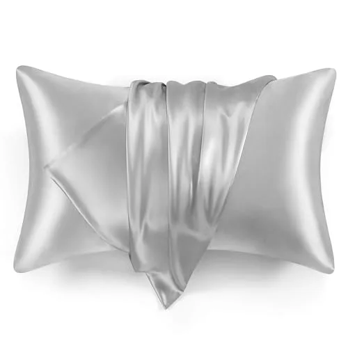 Love's Cabin Satin Pillowcase Set of 2 in Light Grey