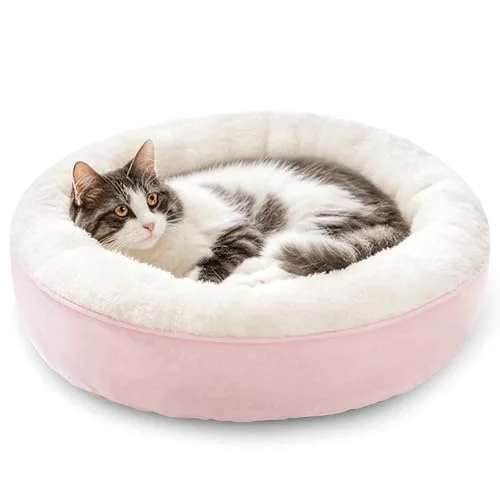 Love's Cabin Donut Calming Pet Bed in Pink
