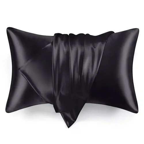 Love's Cabin Satin Pillowcase Set of 2 in Black