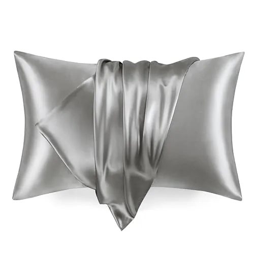 Love's Cabin Satin Pillowcase Set of 2 in Dark Grey