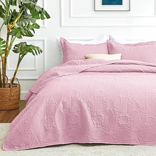 Love's Cabin Summer Lightweight Quilt in Coin Pattern Pink