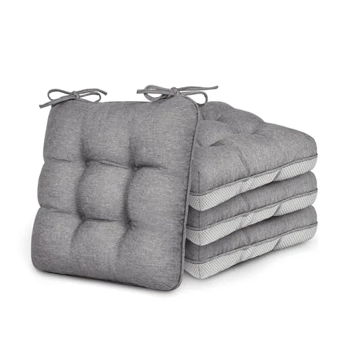 Love's Cabin Memory Foam Chair Cushions, Set of 4 in Grey