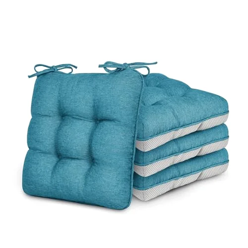 Love's Cabin Memory Foam Chair Cushions, Set of 4 in Blue