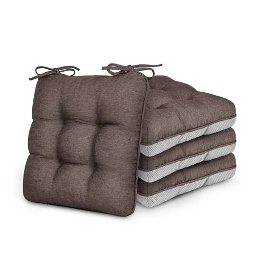 Love's Cabin Memory Foam Chair Cushions, Set of 4 in Coffee