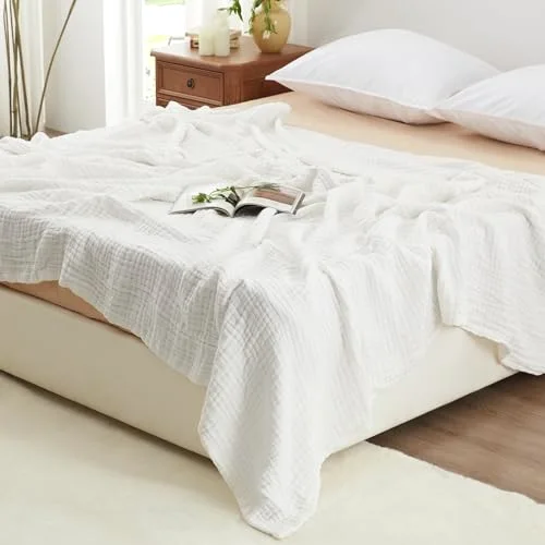 Love's Cabin Cotton Muslin Blanket in White