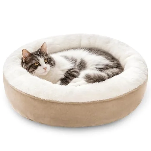 Love's Cabin Donut Calming Pet Bed in Camel