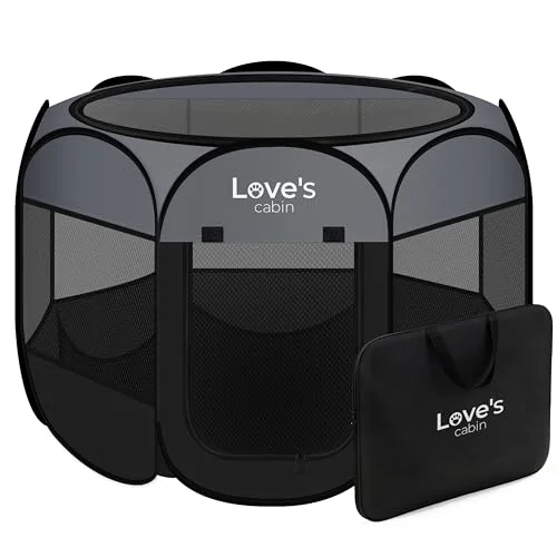 Love's Cabin Foldable Pet Playpen in Dark Grey