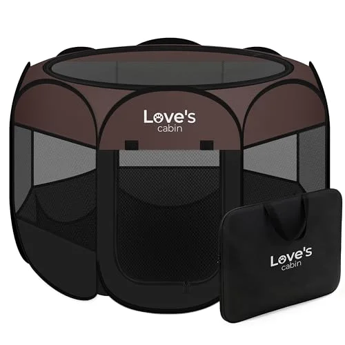 Love's Cabin Foldable Pet Playpen in Brown