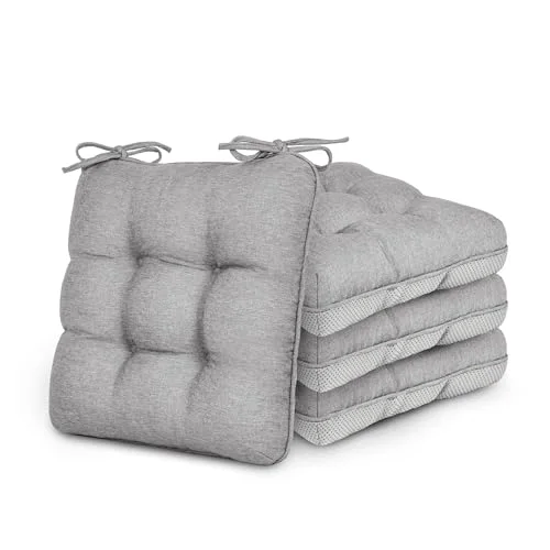 Love's Cabin Memory Foam Chair Cushions, Set of 4 in Light Grey