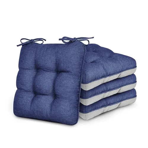 Love's Cabin Memory Foam Chair Cushions, Set of 4 in Navy