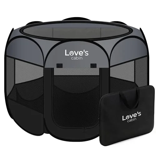 Love's Cabin Foldable Pet Playpen in Dark Grey