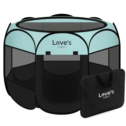 Love's Cabin Foldable Pet Playpen in Green