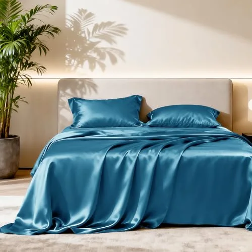 Love's Cabin Satin Sheet Set in Teal