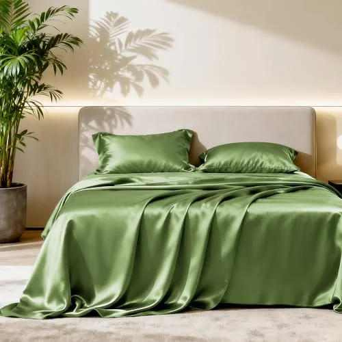 Love's Cabin Satin Sheet Set in Sage