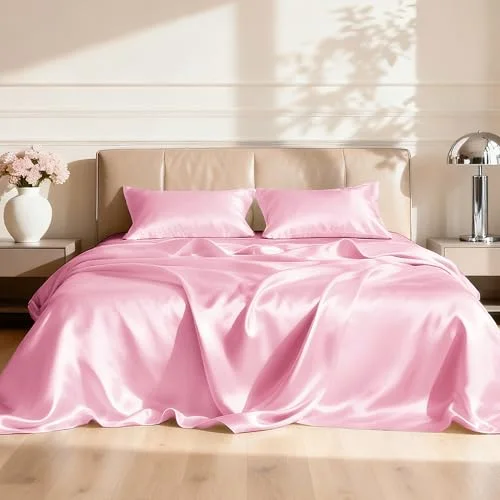 Love's Cabin Satin Sheet Set in Pink
