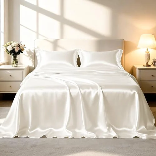 Love's Cabin Satin Sheet Set in Ivory
