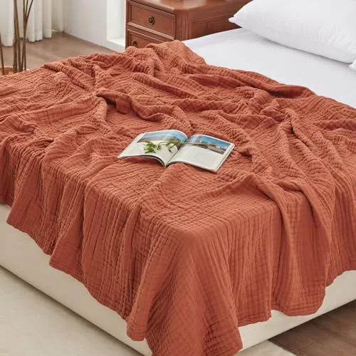 Love's Cabin Cotton Muslin Blanket in Orange