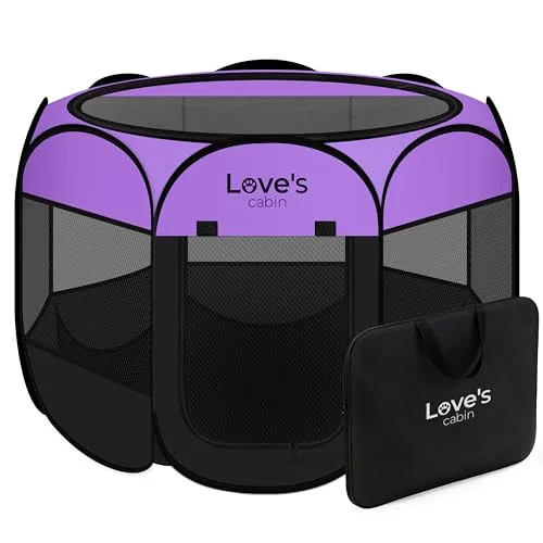 Love's Cabin Foldable Pet Playpen in Purple