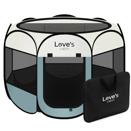 Love's Cabin Foldable Pet Playpen in Moss green