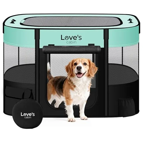Love's Cabin Portable Pet Playpen in Green
