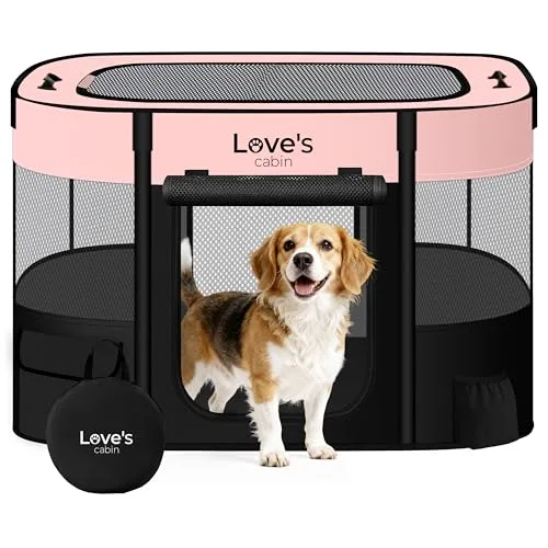 Love's Cabin Portable Pet Playpen in Pink