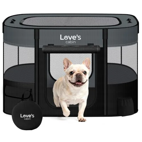 Love's Cabin Portable Pet Playpen in Grey