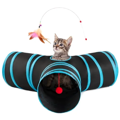 Love's Cabin Cat Play Tunnel in Black&Blue