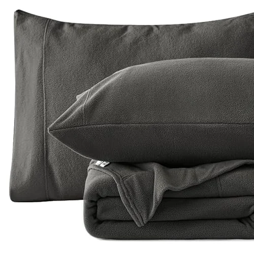 Love's Cabin Polar Fleece Sheet Set in Dark Grey