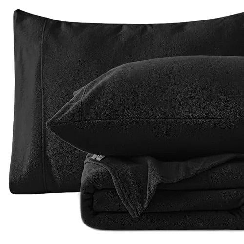 Love's Cabin Polar Fleece Sheet Set in Black