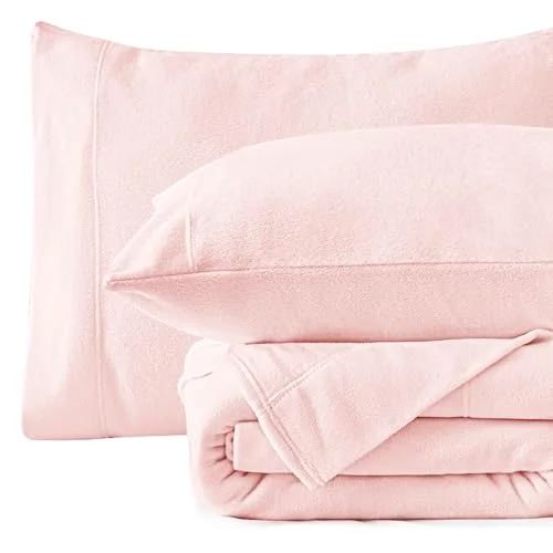 Love's Cabin Polar Fleece Sheet Set in Pink