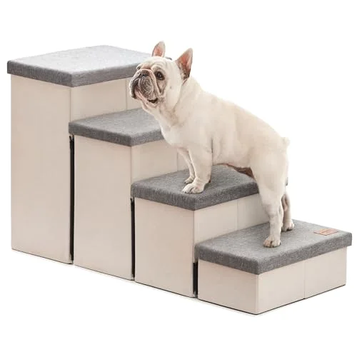 Love's Cabin Foldable Dog Stairs in Light Grey