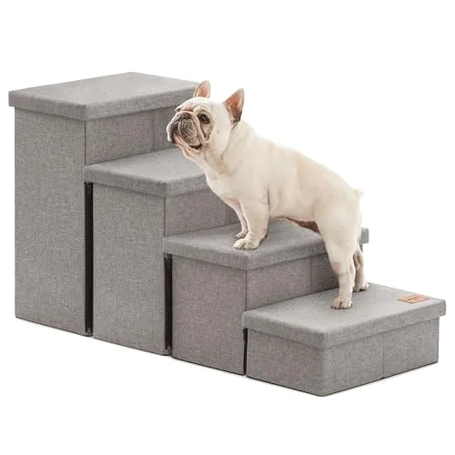 Love's Cabin Foldable Dog Stairs in Solid Grey