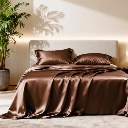 Love's Cabin Satin Sheet Set in Brown