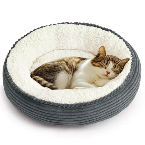 Love's Cabin Donut Calming Pet Bed in Bluish Grey