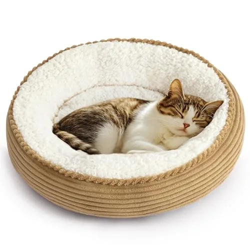 Love's Cabin Donut Calming Pet Bed in Beige