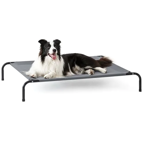 Love's Cabin Elevated Cooling Dog Bed in Grey