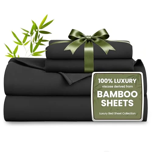 Love's Cabin Bamboo Rayon Sheet Set in Black