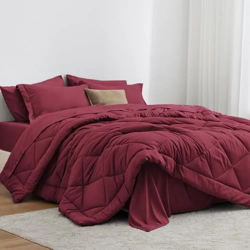 Love's Cabin Bed-in-a-Bag Comforter Set in Burgundy