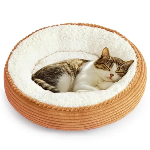 Love's Cabin Donut Calming Pet Bed in Orange