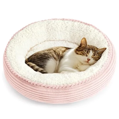 Love's Cabin Donut Calming Pet Bed in Light Pink