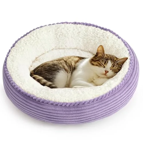 Love's Cabin Donut Calming Pet Bed in Violet