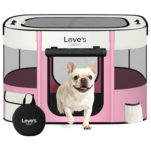 Love's Cabin Portable Pet Playpen in Light Pink
