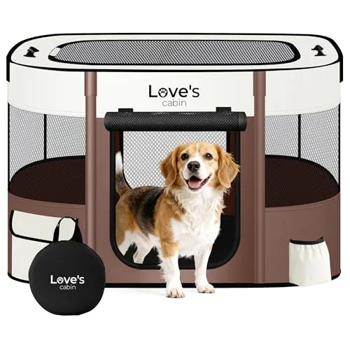 Love's Cabin Portable Pet Playpen in Brown