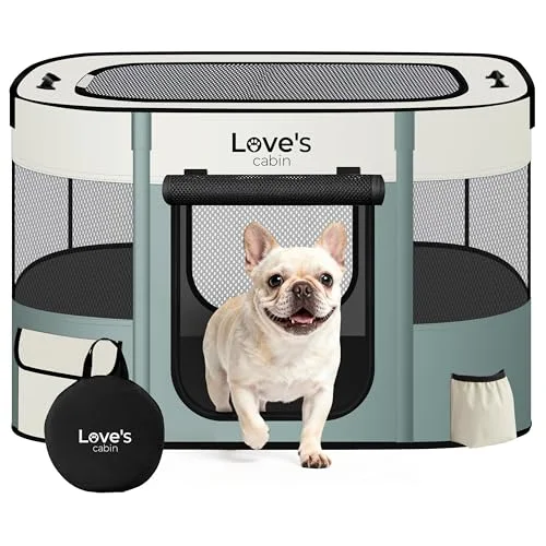 Love's Cabin Portable Pet Playpen in Gray green