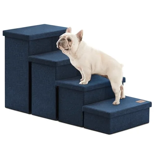 Love's Cabin Foldable Dog Stairs in Navy Blue