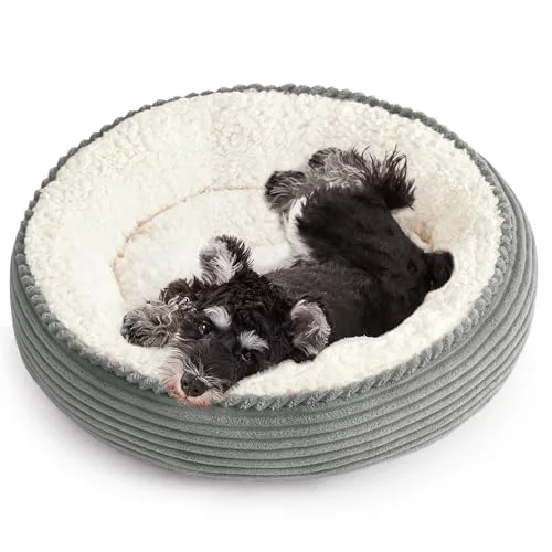 Love's Cabin Donut Calming Pet Bed in Light Grey