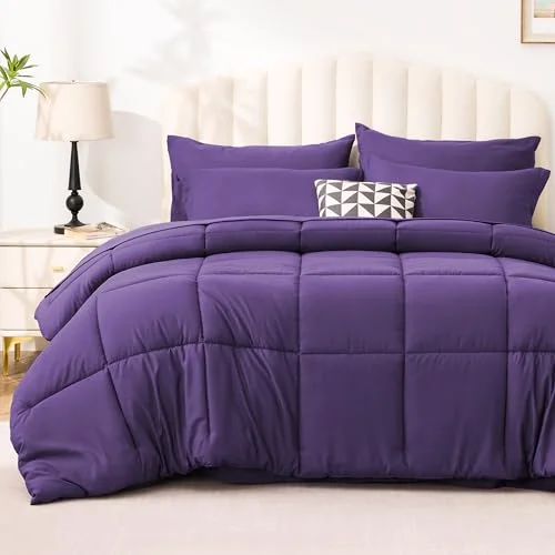 Love's Cabin Bed-in-a-Bag Comforter Set in Dark Purple