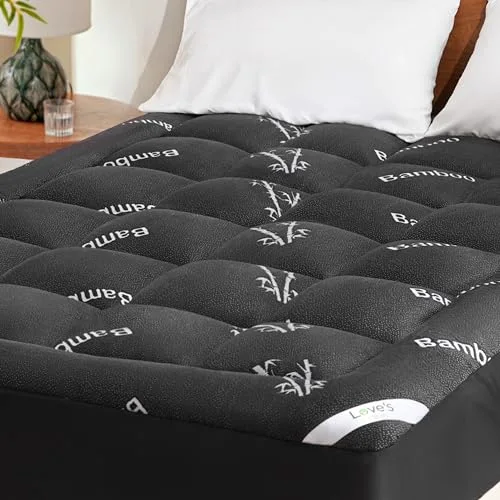 Love's Cabin Bamboo Cooling Mattress Topper in Black
