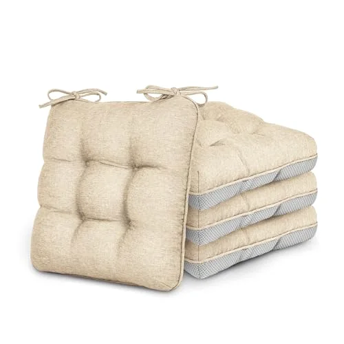 Love's Cabin Memory Foam Chair Cushions, Set of 4 in Khaki
