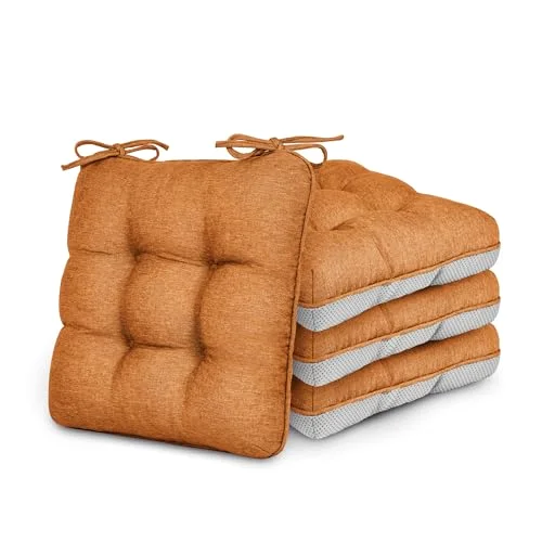 Love's Cabin Memory Foam Chair Cushions, Set of 4 in Terracotta